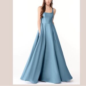 Elegant Blue Satin A-Line Evening Dress AZAZIE NEW 8